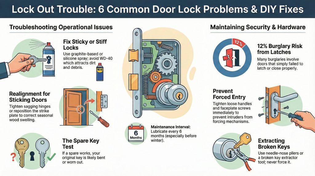 6 Common Door Lock Problems & DIY Fixes
