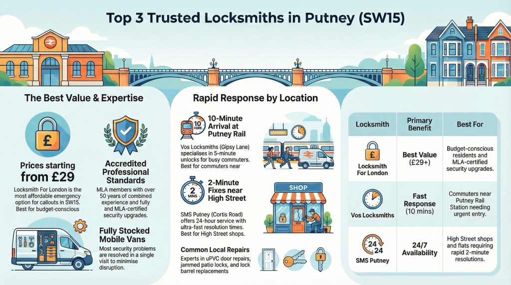 Top 3 Trusted Locksmiths in Putney (SW15)